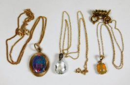 Two 9ct gold chains with pendants & one other 11.4