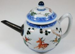 An 18thC. Chinese teapot with later spout & hairli