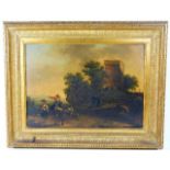 An 18thC. Dutch school oil set in gilt frame depic