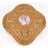 A c.1900 French gilt velvet lined trinket box with