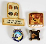 An enamel Dalmatian Club badge twinned with three