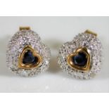 A pair of 9ct gold diamond & sapphire earrings 2.5