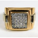 A gents two tone 9ct gold "Rolex" ring set with ap