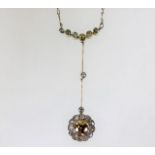 A fine Edwardian yellow & white metal pendant neck