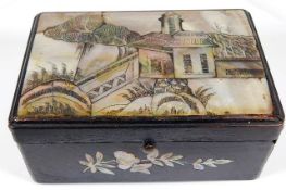 A Chinese mother of pearl decorated box featuring