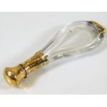 A 19thC. French glass scent bottle with 18ct gold