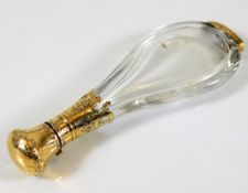 A 19thC. French glass scent bottle with 18ct gold