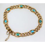 A Victorian 15ct gold bracelet set with turquoise
