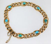A Victorian 15ct gold bracelet set with turquoise