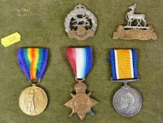 A WW1 medal set awarded to J-22478 W. H. Travis A.