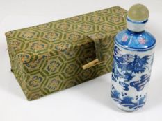 A 1920's Chinese porcelain scent bottle with case