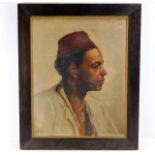 A c.1900 framed oil on canvas depicting a middle e