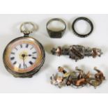 A silver pocket watch & other white metal & silver