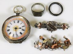 A silver pocket watch & other white metal & silver