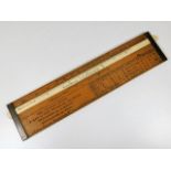 A rare 19thC. box wood & ivory cattle gauge rule