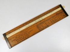 A rare 19thC. box wood & ivory cattle gauge rule