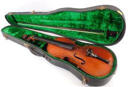 A vintage violin a/f set within plush lined case