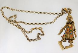 A 9ct gold chain with yellow metal, tests as 9ct g
