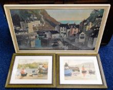 A framed print of Tom Morton's "Polperro From the