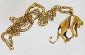 An 18ct gold chain with panther pendant 17.4g