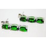 A pair of 9ct white gold tourmaline earrings 2.4g