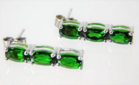 A pair of 9ct white gold tourmaline earrings 2.4g