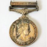 A QEII Malaya medal awarded to 21187322 Pte. C. Sy
