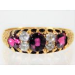 A Victorian 18ct gold ruby & diamond ring 2.8g siz