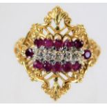 A 14ct gold ring set with ruby & diamond 3.8g size