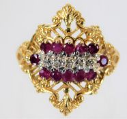 A 14ct gold ring set with ruby & diamond 3.8g size
