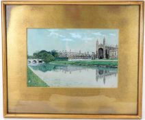 A watercolour depicting Clare College, Cambridge U