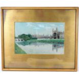 A watercolour depicting Clare College, Cambridge U