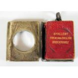 Smallest French & English dictionary with magnifier on white metal case 32mm x 26mm hinge a/f