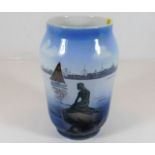 A Royal Copenhagen vase with mermaid design 6.75in