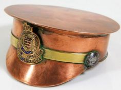 A copper trench art snuff box with Royal Army Ordn