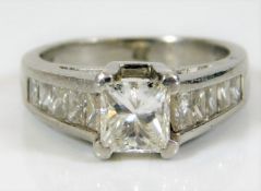 A platinum ring set with 1.07ct H/I colour princes