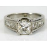 A platinum ring set with 1.07ct H/I colour princes