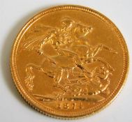 A Victorian 1874 full gold sovereign Melbourne mint