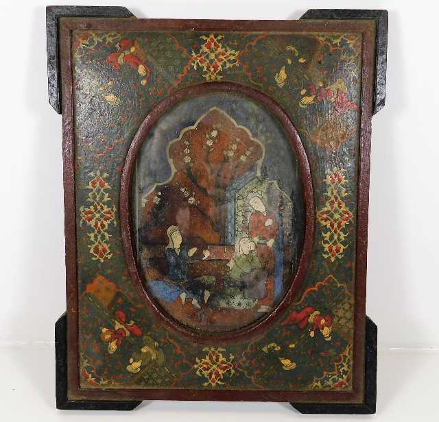 A framed Persian painting 10.25in high x 8.25in wi