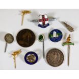 A small quantity of mixed badges & two coins