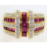 An 14ct gold ring set with diamond of approx. 0.5ct & ruby 11.3g size O