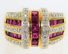 An 14ct gold ring set with diamond of approx. 0.5ct & ruby 11.3g size O