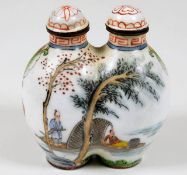 A c.1900 Chinese twin enamelled scent bottle