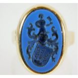 A 19thC. yellow metal, tests as 18ct gold, blue ag