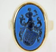 A 19thC. yellow metal, tests as 18ct gold, blue ag