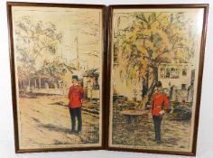 A pair of framed military prints of British Soldie