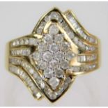 A 9ct gold ring set with diamonds 3.7g size N