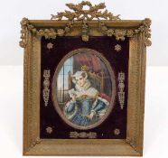 A 19thC. continental watercolour on ivory panel mo