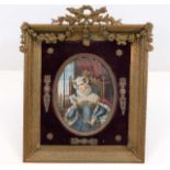 A 19thC. continental watercolour on ivory panel mo