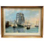 A framed Montague Dawson lithograph print titled o